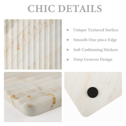 Koville Natural Marble Wavy Square Decorative Tray for Tabletop Styling in Agiax - stone surface detail