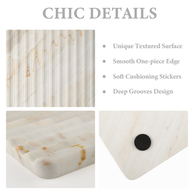 Koville natural marble wavy square decorative tray - design detail