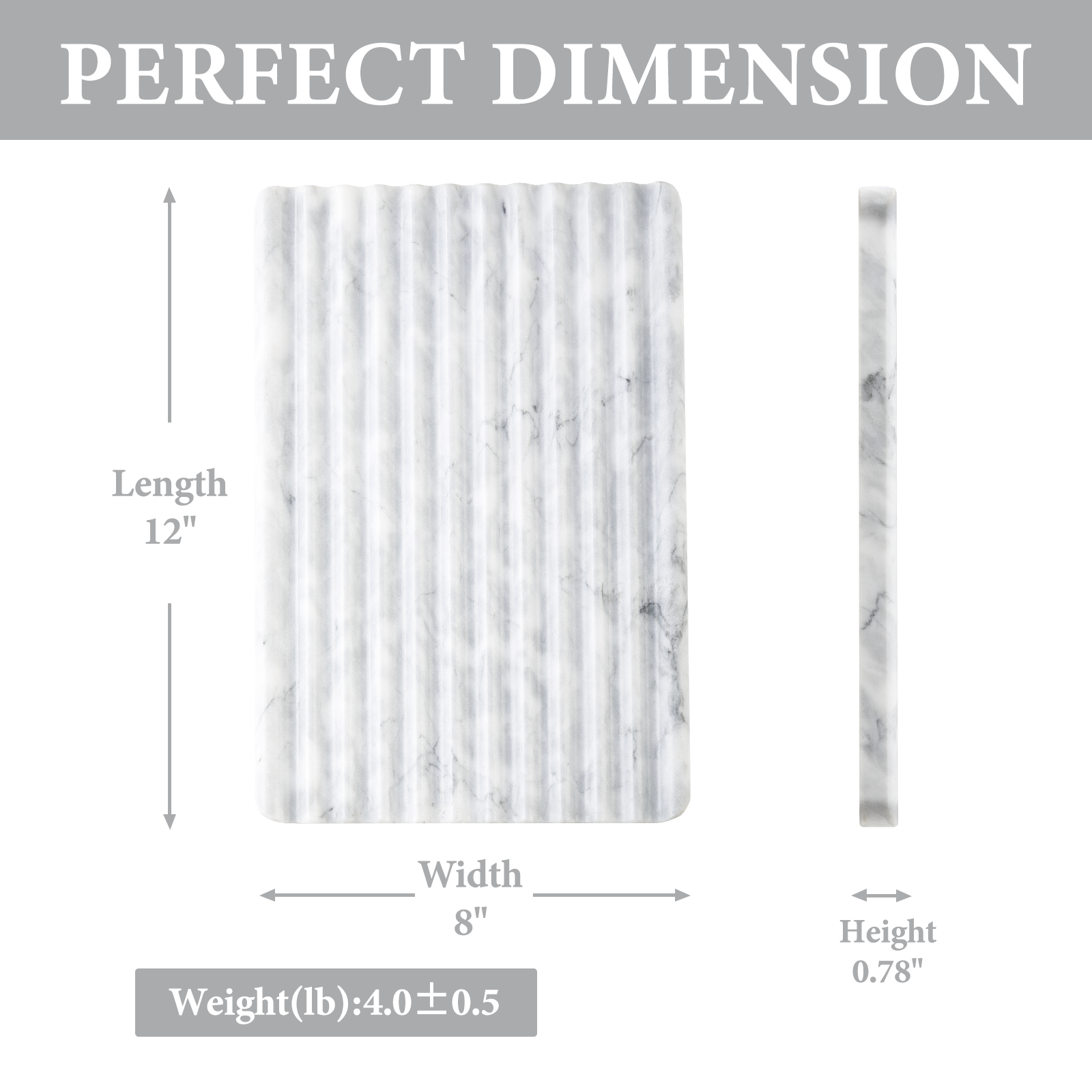 Koville Natural Stone Wavy Square Decorative Tray for Tabletop Styling in Bardiglio Nuvolato - natural stone finish