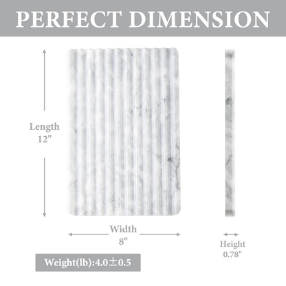 Koville Natural Stone Wavy Square Decorative Tray for Tabletop Styling in Bardiglio Nuvolato - natural stone finish