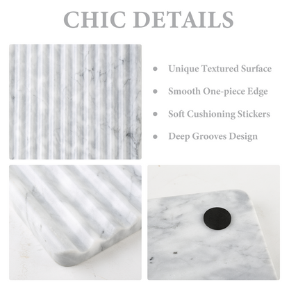 Koville Natural Stone Wavy Square Decorative Tray for Tabletop Styling in Bardiglio Nuvolato - material detail