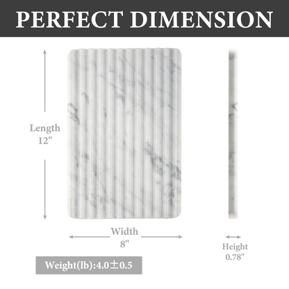 Koville Natural Marble Wavy Square Decorative Tray for Tabletop Styling in Bianco Carrara - material detail