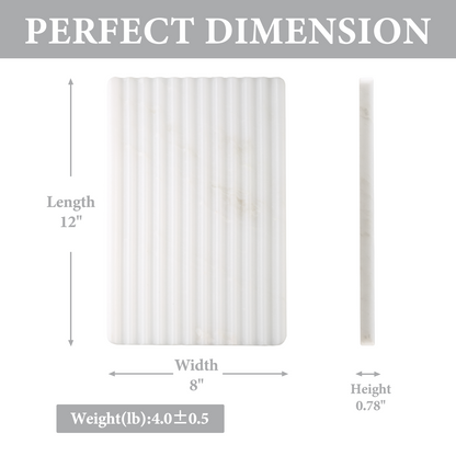 Koville Natural Marble Wavy Square Decorative Tray for Tabletop Styling in Oriental Calacatta - product presentation