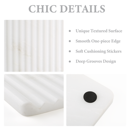 Koville Natural Marble Wavy Square Decorative Tray for Tabletop Styling in Oriental Calacatta - decorative form