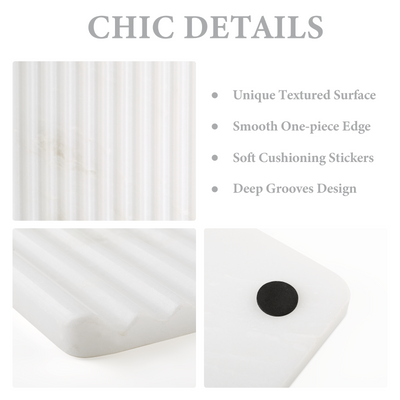 Koville natural marble wavy square decorative tray in Oriental Calacatta - design detail