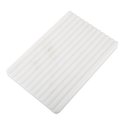 Koville natural marble wavy square decorative tray in Oriental Calacatta - design detail