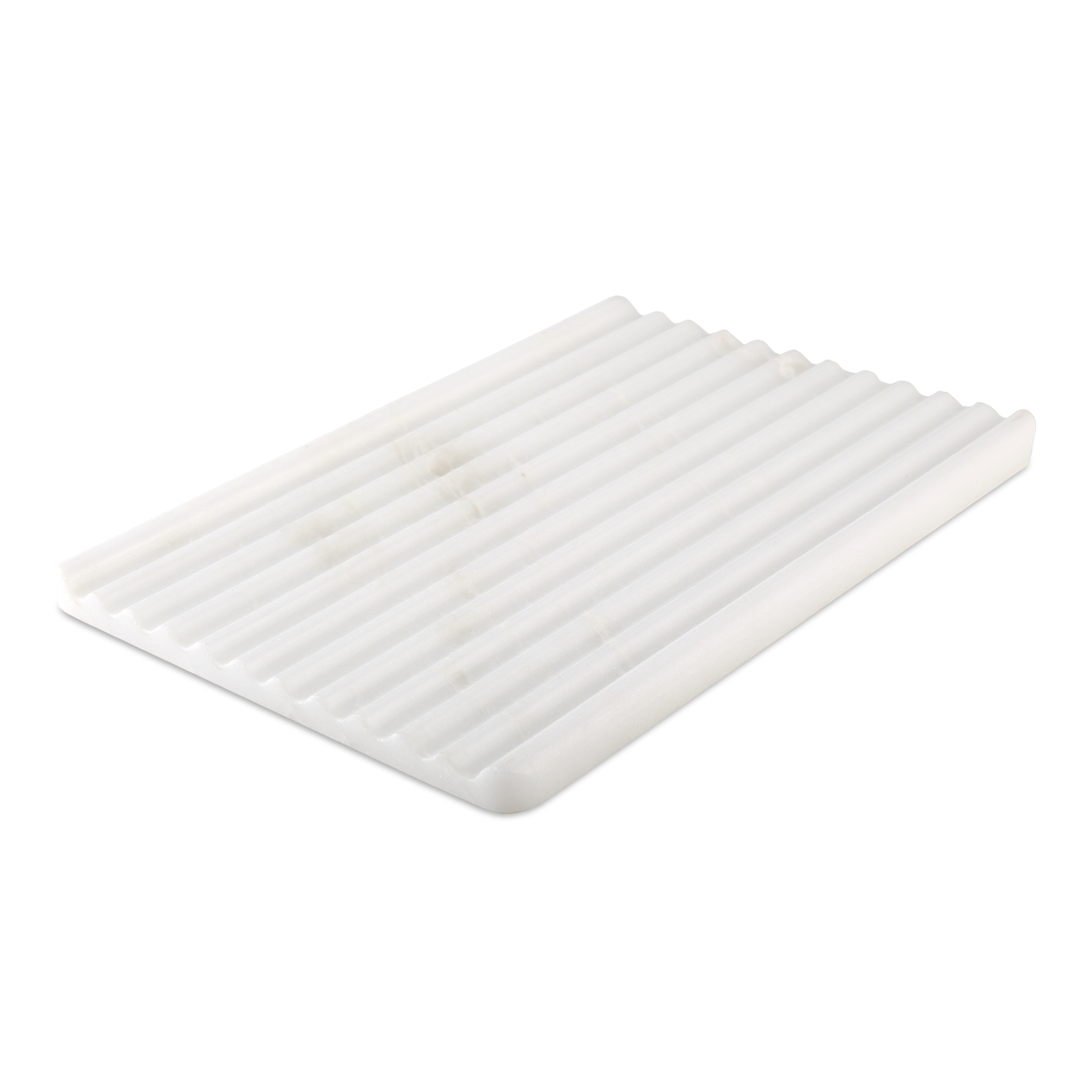 Koville Natural Marble Wavy Square Decorative Tray for Tabletop Styling in Oriental Calacatta - crafted stone profile