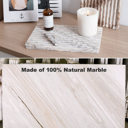 Koville natural marble wavy square decorative tray in Palissandro Classico - design detail