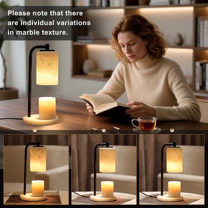 Koville white wax melting lamp (black pole) in natural stone – view 7