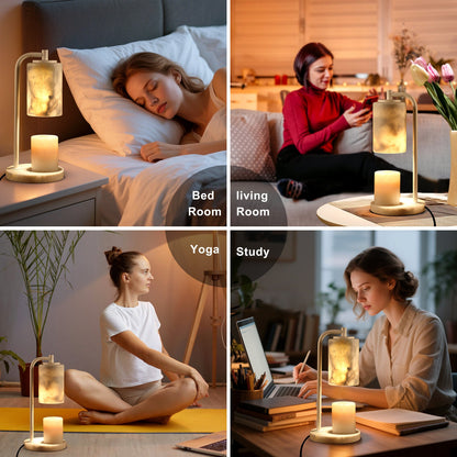 Koville natural stone wax melting lamp, white pole
