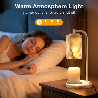 Koville natural stone wax melting lamp, white pole