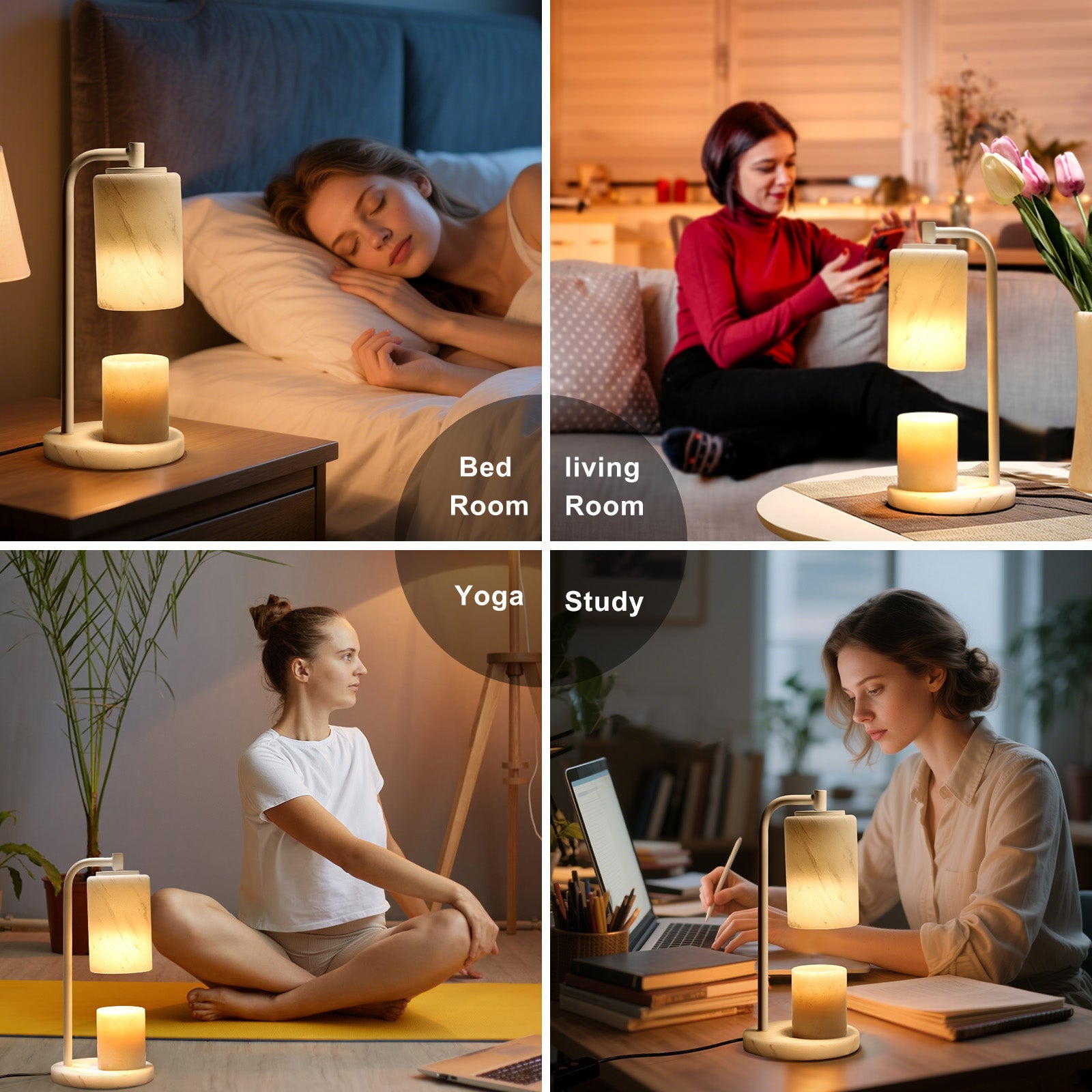 Koville natural stone wax melting lamp in Namib Bianco