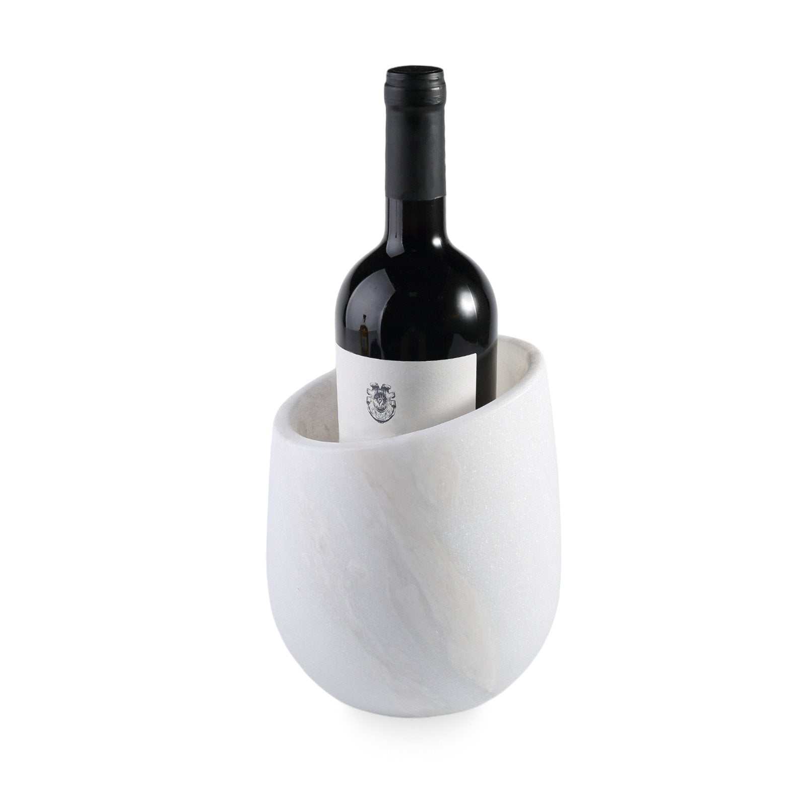 Koville Natural Stone Angled Wine Cooler in Namib Fantasy on a bar counter with a wine bottle