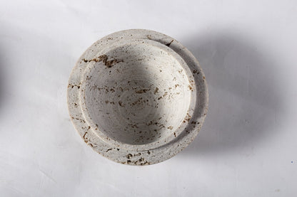 Koville natural marble incense burner d 100 in Travertine Silver with burning incense stick