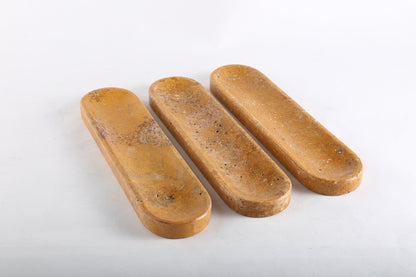 Koville natural marble incense burner pro oval in Golden Travertine with burning incense stick