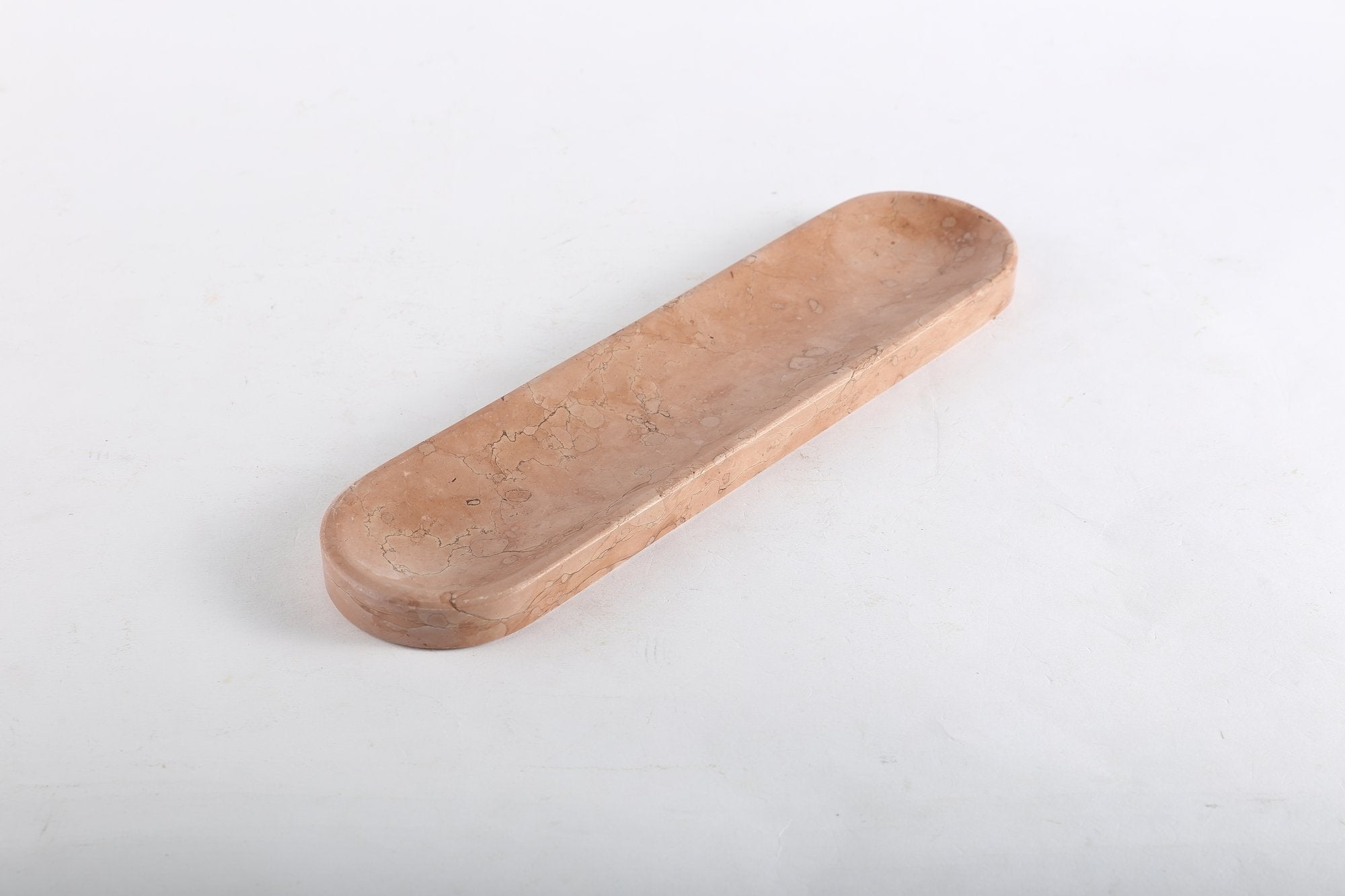 Koville natural marble incense burner pro oval in Perlino Rosato with burning incense stick