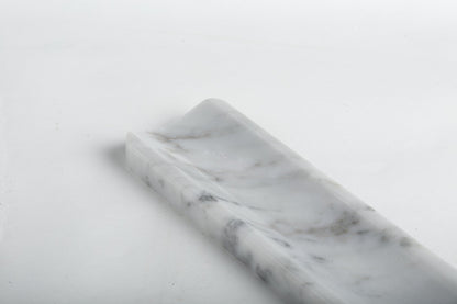 Koville natural marble incense holder in Bianco Carrara with burning incense stick