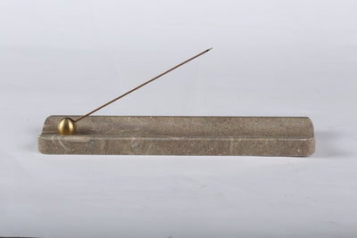 Koville incense holder in Rustic Green Light with burning incense stick