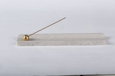 Koville incense holder in White Wooden with burning incense stick