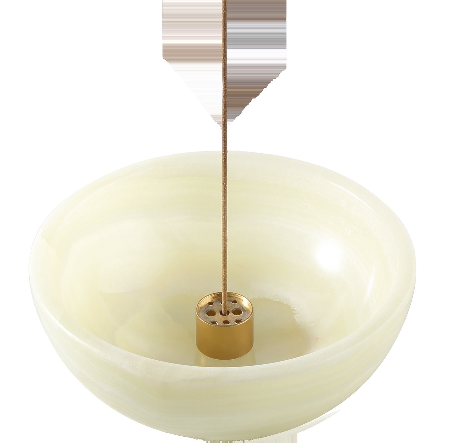 Koville natural marble incense holder pro d 130 t 45 in Green Onyx with burning incense stick