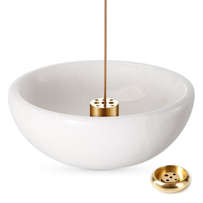 Koville natural marble incense holder pro d 130 t 45 in Namib Fantasy with burning incense stick