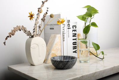 Koville incense holder in Wooden Black with burning incense stick