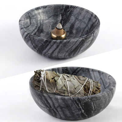 Koville incense holder in Wooden Black with burning incense stick