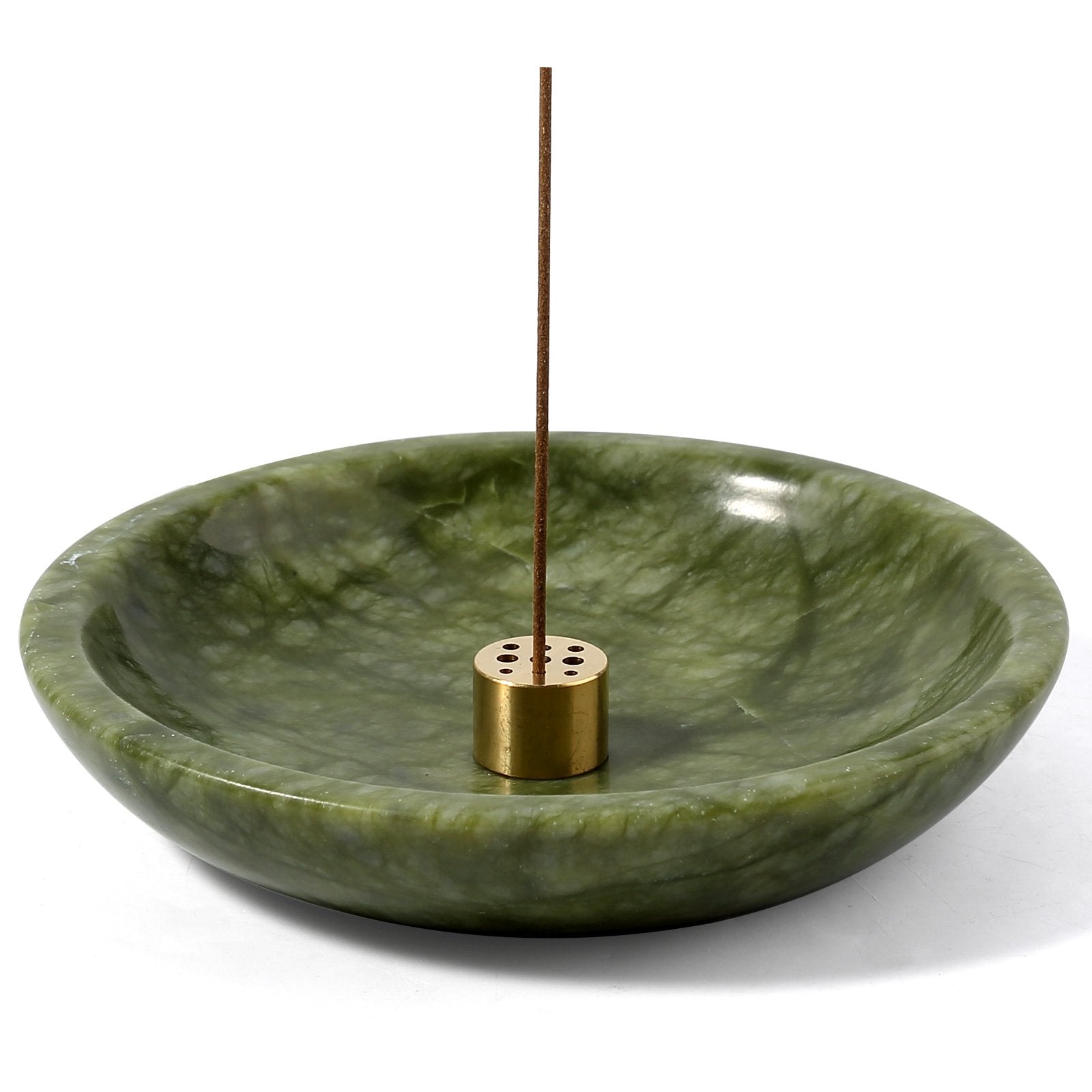 Koville natural marble incense holder pro d 150 t 30 in Dandong Green with burning incense stick