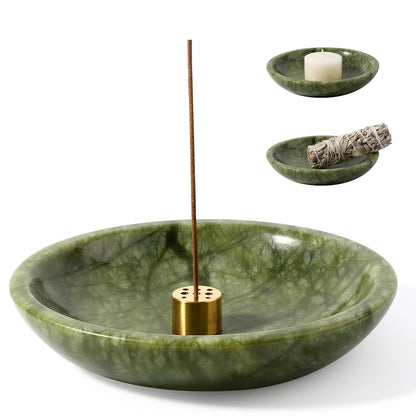 Koville natural marble incense holder pro d 150 t 30 in Dandong Green with burning incense stick