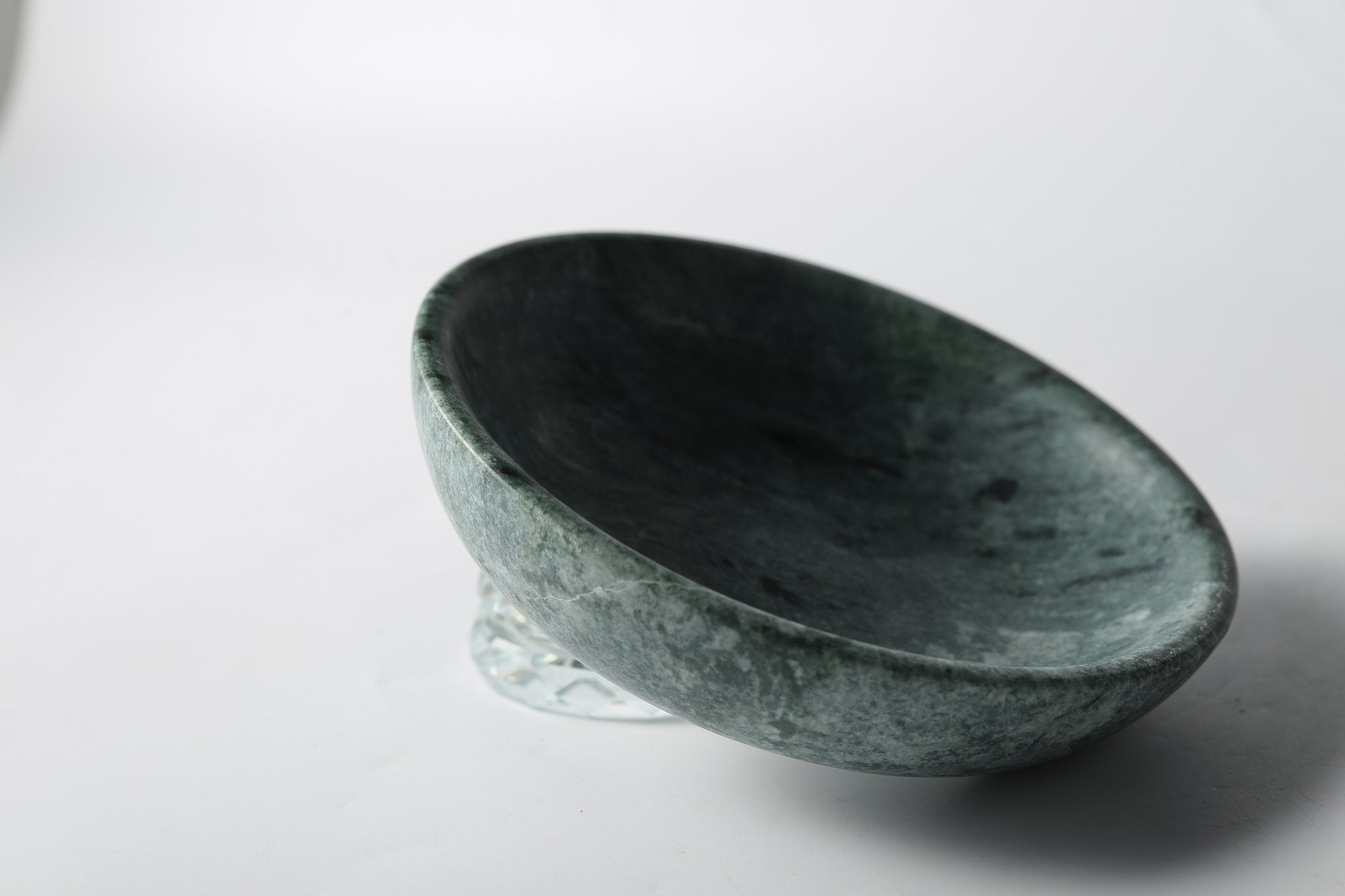 Koville natural marble incense holder pro d 150 t 30 in Indian Green with burning incense stick