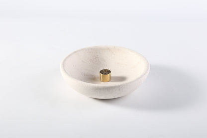 Koville natural marble incense holder pro d 150 t 40 in Moca Cream Media with burning incense stick