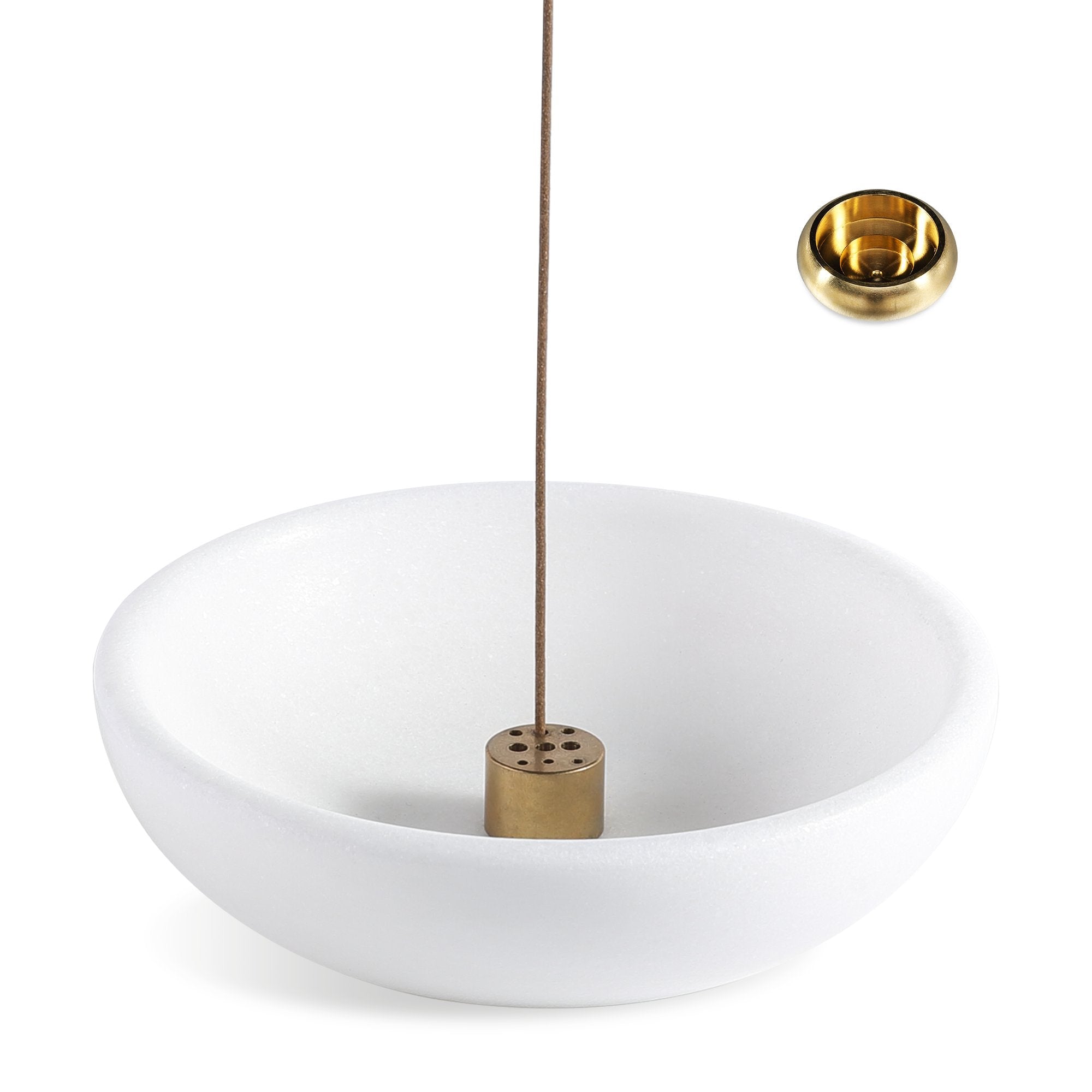 Koville natural marble incense holder pro d 150 t 40 in Namib Fantasy with burning incense stick