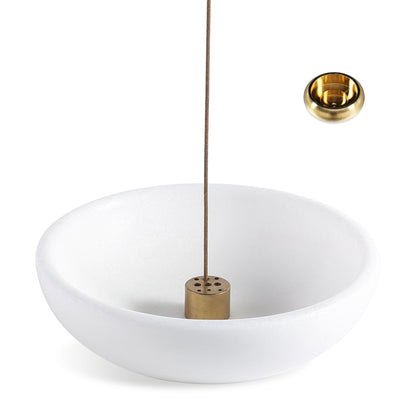 Koville natural marble incense holder pro d 150 t 40 in Namib Fantasy with burning incense stick