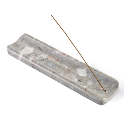 Koville incense holder in Fior di Pesco Quarella with burning incense stick