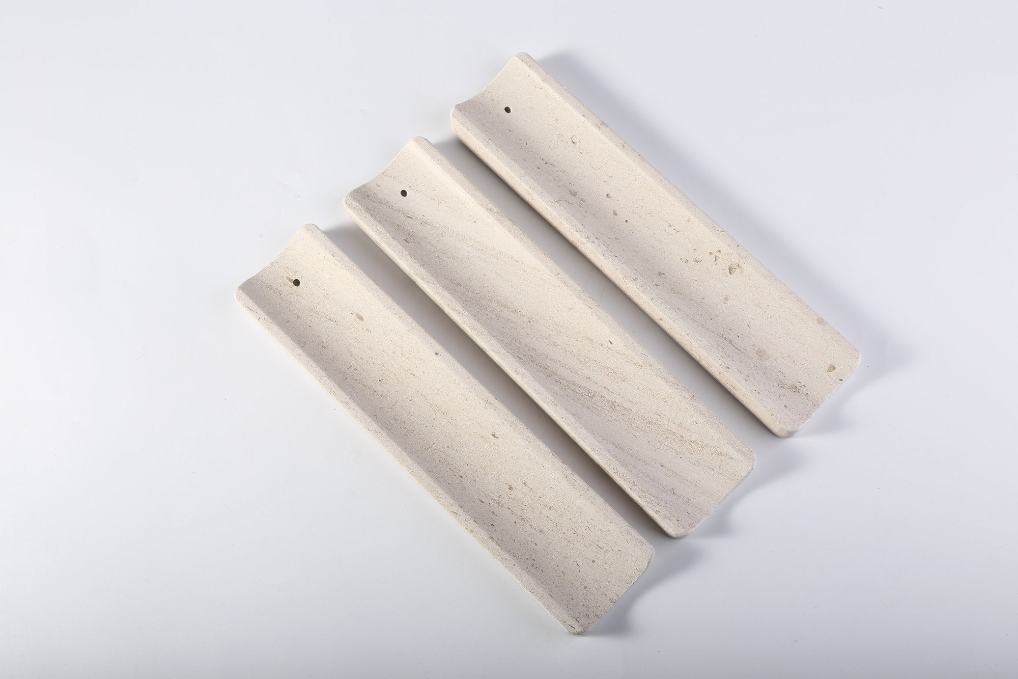 Koville natural marble incense holder slanted hole in Moca Crema with burning incense stick