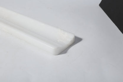 Koville natural marble incense holder slanted hole in Namib Bianco with burning incense stick
