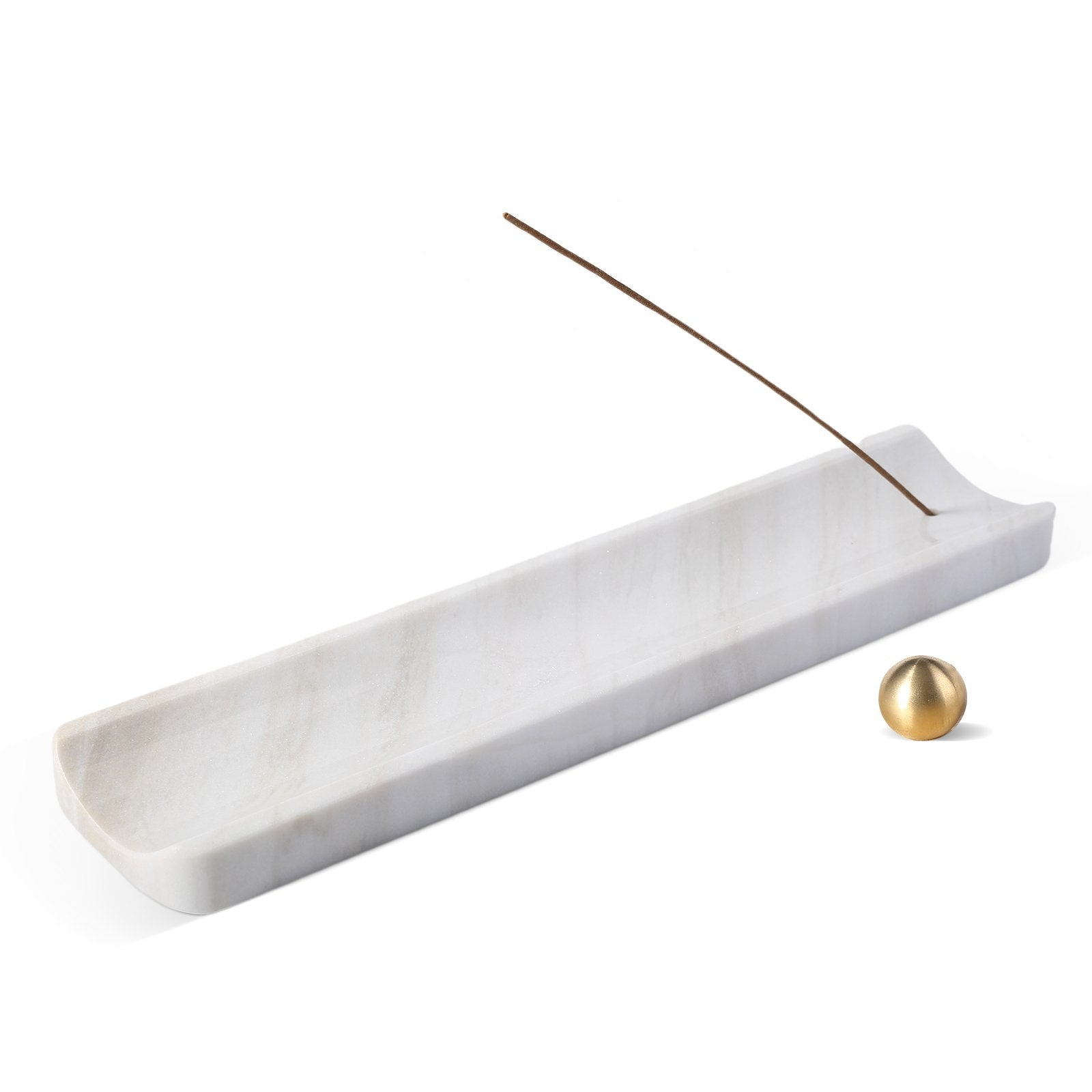 Koville natural marble incense burner in Agiax with burning incense stick