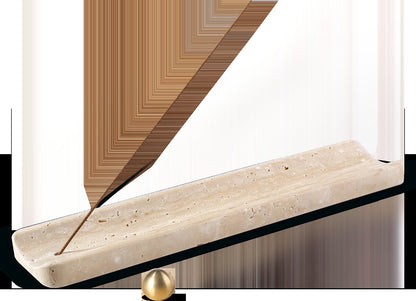 Koville natural marble incense burner in Light BeigeTravertine with burning incense stick