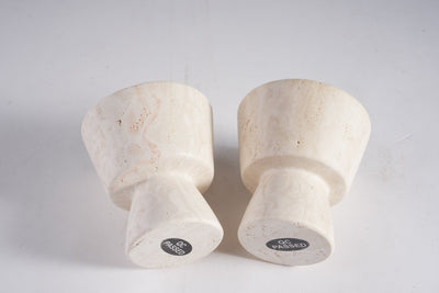 Koville aroma diffuser in Light BeigeTravertine on a shelf diffusing essential oils