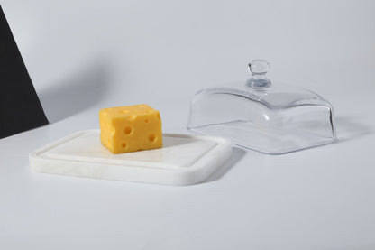 Koville Namib Bianco natural marble butter dish