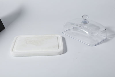 Koville Namib Bianco natural marble butter dish