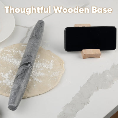 Koville Monte Grigio natural marble fish belly French rolling pin for baking