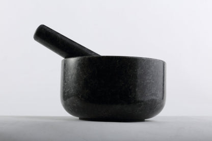 Koville natural marble mortar and pestle, smooth surface, D=160 mm, Angola Silver Black
