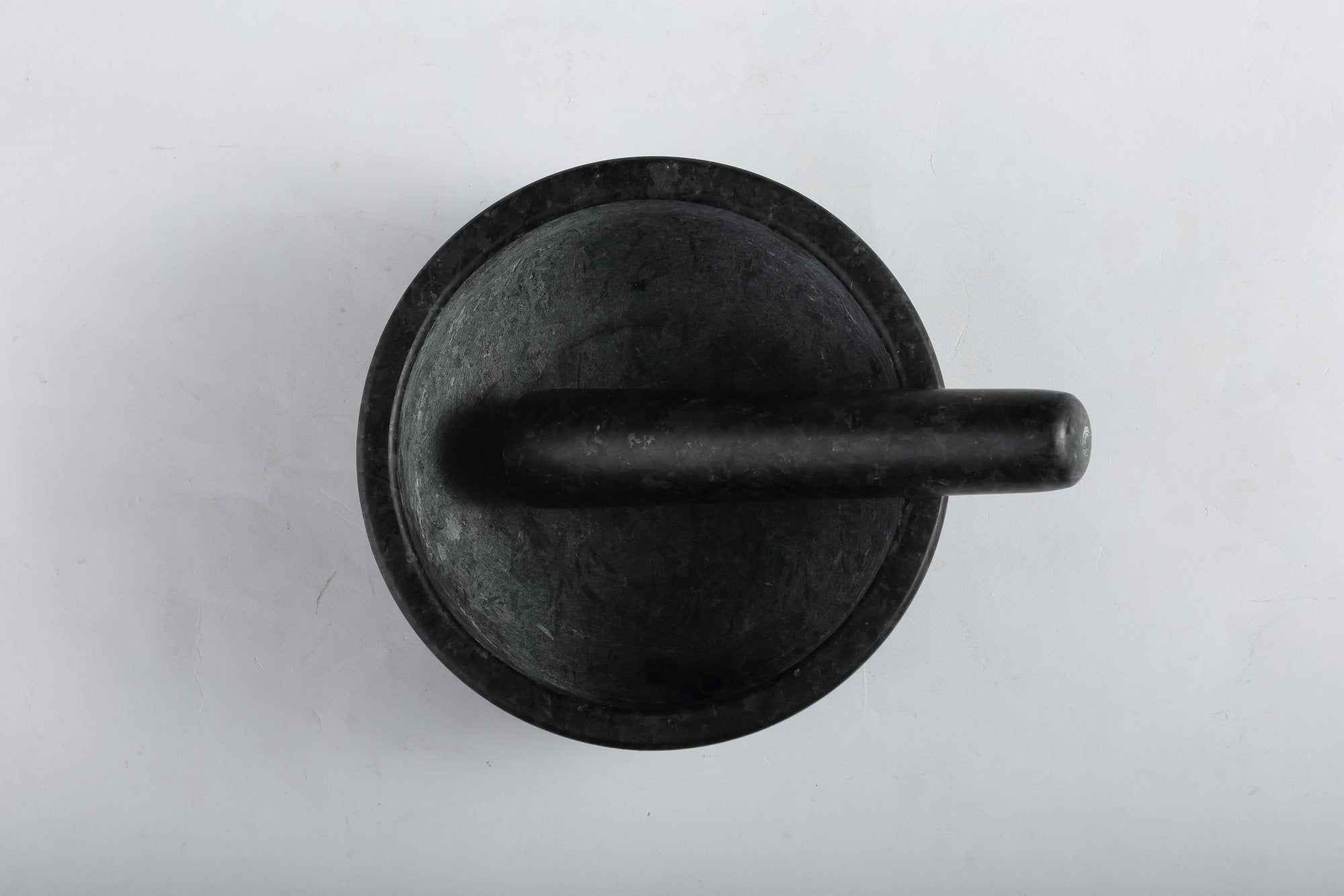 Koville natural marble mortar and pestle, smooth surface, D=178 mm, Angola Silver Black