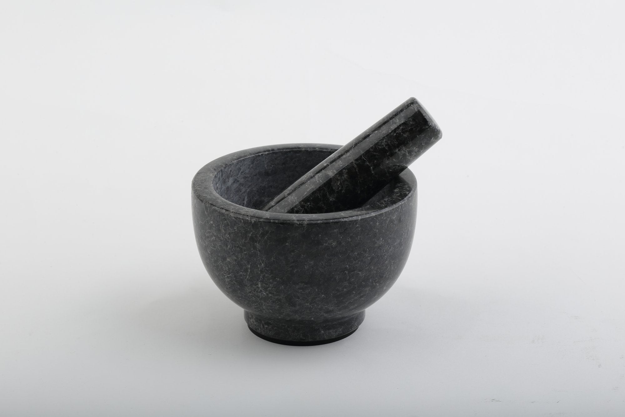 Koville natural marble mortar and pestle, smooth surface, D=130 mm, Angola Silver Black