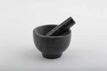 Koville natural marble mortar and pestle, smooth surface, D=130 mm, Angola Silver Black