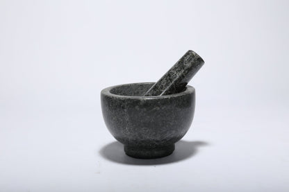 Koville natural marble mortar and pestle, smooth surface, D=130 mm, Angola Silver Black