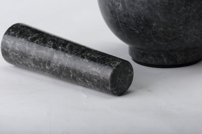 Koville natural marble mortar and pestle, smooth surface, D=130 mm, Angola Silver Black