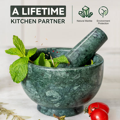 Koville honed Indian Green marble mortar and pestle, D=130 mm
