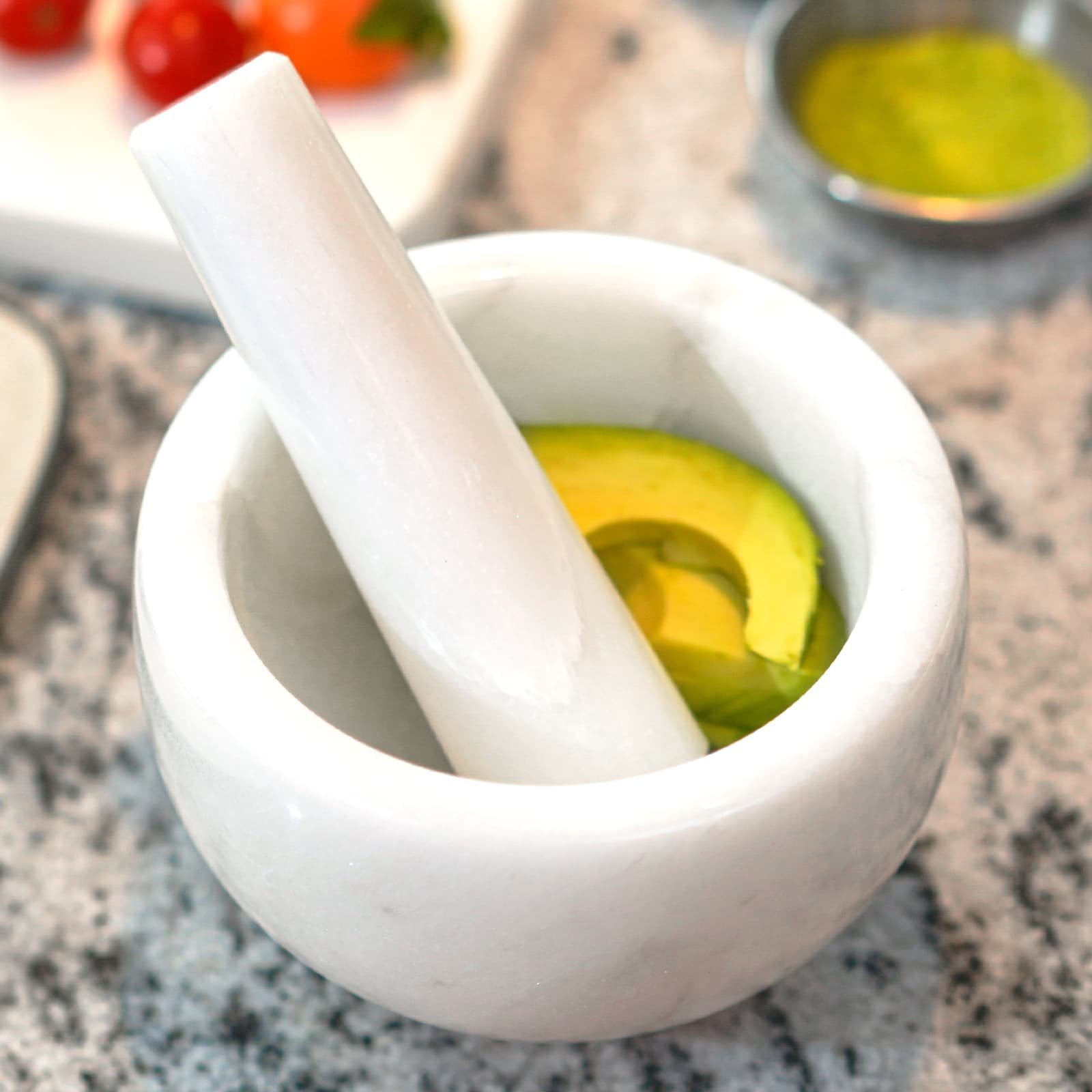 Koville honed Namib Fantasy marble mortar and pestle, D=130 mm